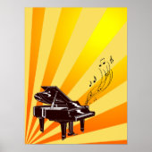 Grand Piano Notes Yellow and Gold Poster (Vorne)