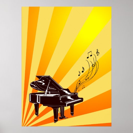 Grand Piano Notes Yellow and Gold Poster (Vorne)