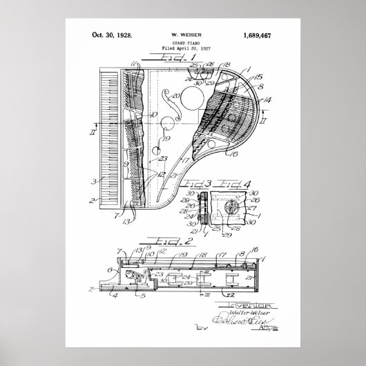 Grand Piano Patent Poster (Vorne)