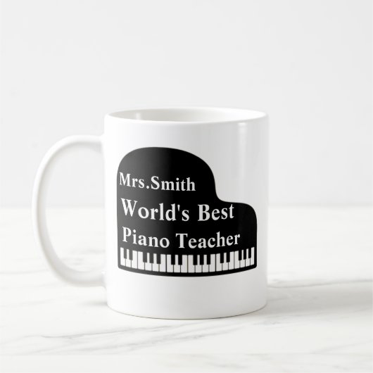 Grand Piano Personalize Weltes Best Piano Teacher Kaffeetasse (Links)
