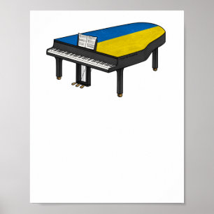 Grand Piano Ukrainische Flagge Pianist Musiker Sti Poster