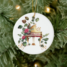 Grand Piano und Blumenweihnachtsdekoration Keramik Ornament