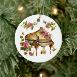 Grand Piano und Blumenweihnachtsdekoration Keramik Ornament