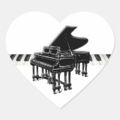 Grand Piano und Keyboard Herz-Aufkleber (Vorderseite)