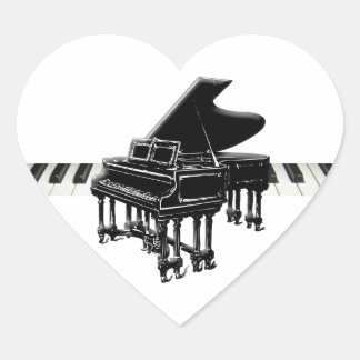 Grand Piano und Keyboard Herz-Aufkleber