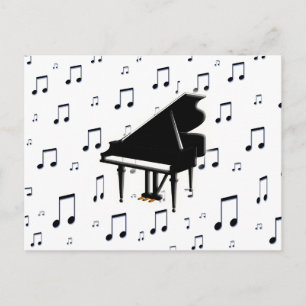 Grand Piano und Musiknoten Postkarte