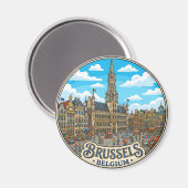 Grand Place, Brüssel Belgien Magnet (Vorderseite/Rückseite)