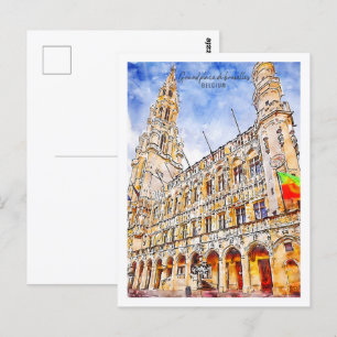 Grand Place Brüssel Reiseort Wasserfarbe Postkarte