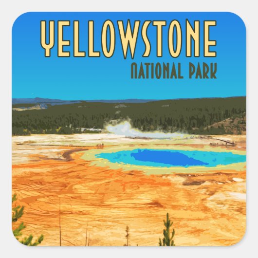 Grand Prisma Yellowstone Nationalpark Vintag Quadratischer Aufkleber (Vorderseite)