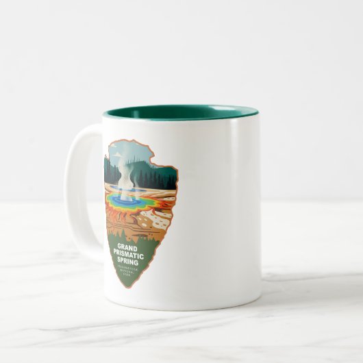 Grand Prismatic Spring Yellowstone Arrowhead Zweifarbige Tasse (Vorderseite Links)