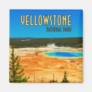 Grand Prismatic Yellowstone Nationalpark Vintage Magnet