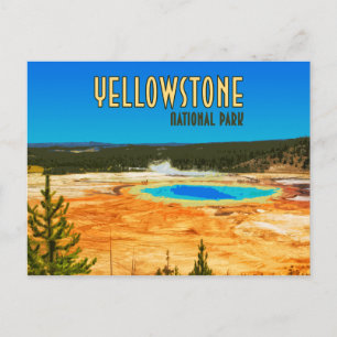 Grand Prismatic Yellowstone Nationalpark Vintage Postkarte