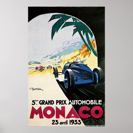 Grand Prix de Monaco, 1933 Vintage Poster (Vorne)