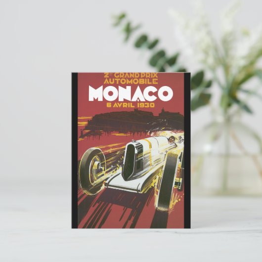 Grand Prix Monaco Vintage Reiseplaner Postkarte (Stehend Vorderseite)