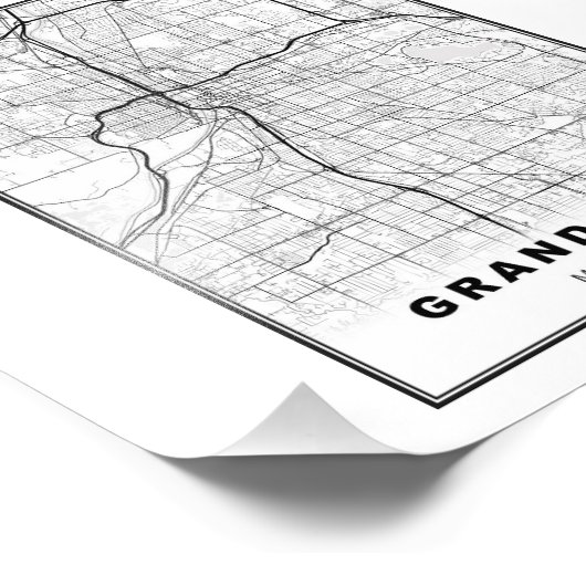Grand Rapids Map Fotodruck (Ecke)