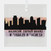 Grand Rapids MI City Skyline Glasdekoration Ornament Aus Glas (Rückseite)