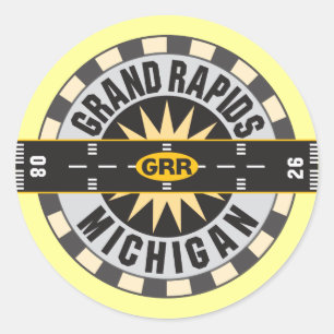 Grand Rapids, MI GRR Airport Runder Aufkleber