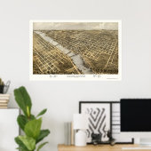 Grand Rapids, MI Panoramic Map - 1868 Poster (Heimbüro)