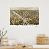 Grand Rapids, MI Panoramic Map - 1868 Poster (Küche)
