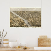 Grand Rapids Michigan 1868 Antique Panoramabalkart Poster (Küche)