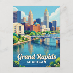 Grand Rapids Michigan Blue Bridge Erbe 🌉 Postkarte