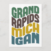 Grand Rapids Michigan Retro Wave Postkarte (Vorderseite)