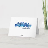 Grand Rapids Michigan Skyline Blue Feiertagskarte (Rückseite)