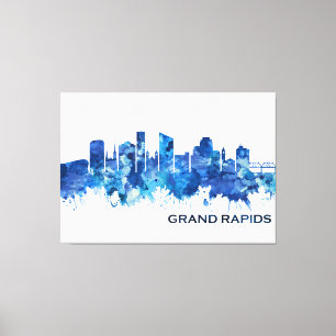 Grand Rapids Michigan Skyline Blue Leinwanddruck