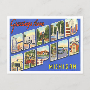 Grand Rapids, Michigan Vintage Große Buchstaben Postkarte