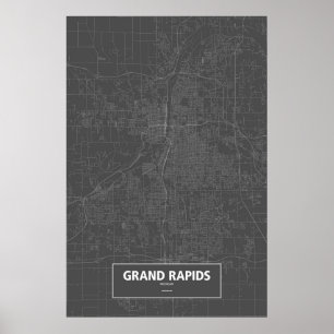Grand Rapids, Michigan (weiß auf Schwarzem) Poster