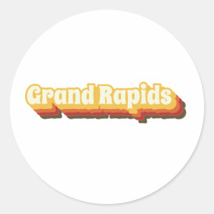 Grand Rapids Retro Vintage Text Runder Aufkleber