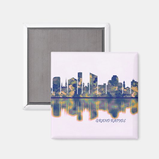 Grand Rapids Skyline Magnet (Vorderseite/Rückseite)