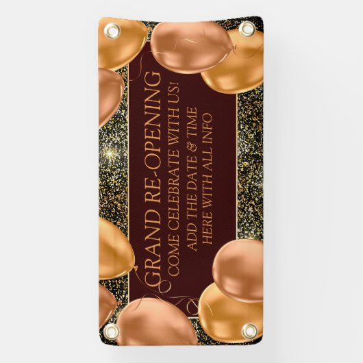 Grand Re-Opening Gold Balloon Shop individualisier Banner (Vertikal)