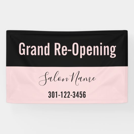 Grand Re-Opening Pale & Black Beauty Salon Banner (Horizontal)