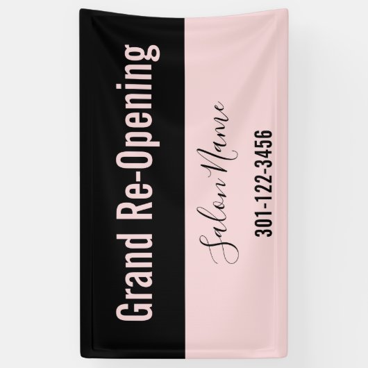 Grand Re-Opening Pale & Black Beauty Salon Banner (Vertikal)