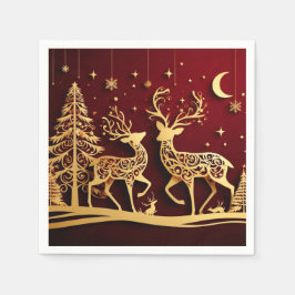 Grand Reindeer Waltz – Whimsy Holiday Pattern Serviette