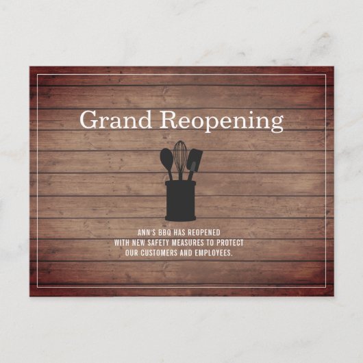 Grand ReöffnRestaurant Food Wood Crock Postkarte (Vorderseite)