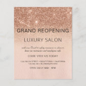 Grand ReÖffnungs-Rose Gold Luxus Glitzer Salon Flyer (Vorne)