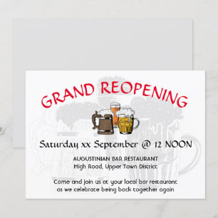 GRAND REOPENING Pub Wiedersehen - Anpassbare GRAU Einladung
