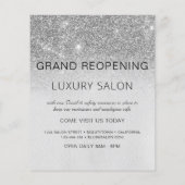 Grand Reopening Silver Modern Glitter Salon Flyer (Hinten)