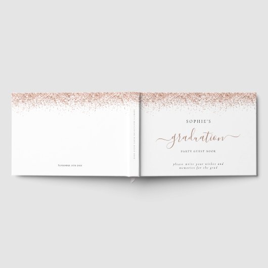Grand Rose Gold Glitzer Graduation Party 2024 Gästebuch (Voll)