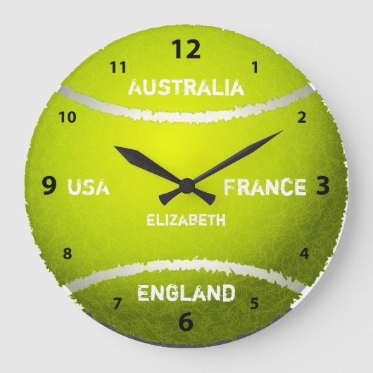Grand Slam Tennis Ball Clock Große Wanduhr (Vorderseite)