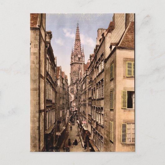 Grand Street, St Malo, Frankreich Vintag Fotochrom Postkarte (Vorderseite)