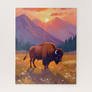 Grand Teton Bison Nationalpark-Reisegemälde Puzzle
