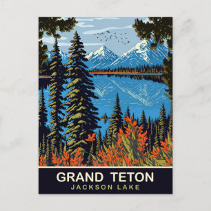 Grand Teton, Jackson Lake, Travel Postkarte