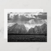 Grand Teton Mountain Range in Schwarz und Weiß Postkarte (Vorne/Hinten)