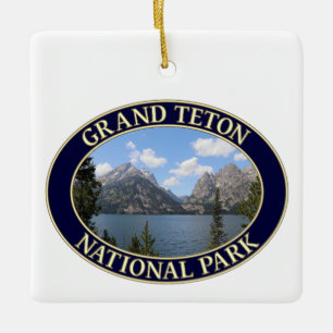 Grand Teton Mountains and Jenny Lake, Wyoming Keramikornament