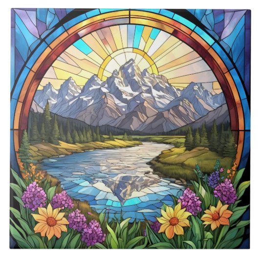Grand Teton Mountains Imitate verkleidet Glass Mou Fliese (Vorderseite)
