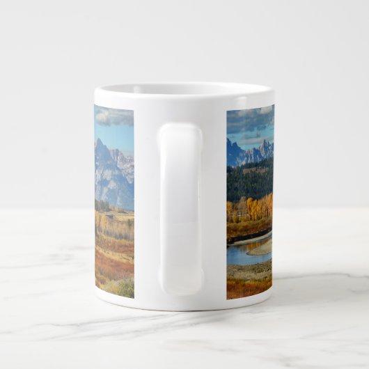Grand Teton Mountains River View im Herbst Jumbo-Tasse (Rückseite)