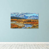 Grand Teton Mountains River View im Herbst Leinwanddruck (Insitu (Holzboden))